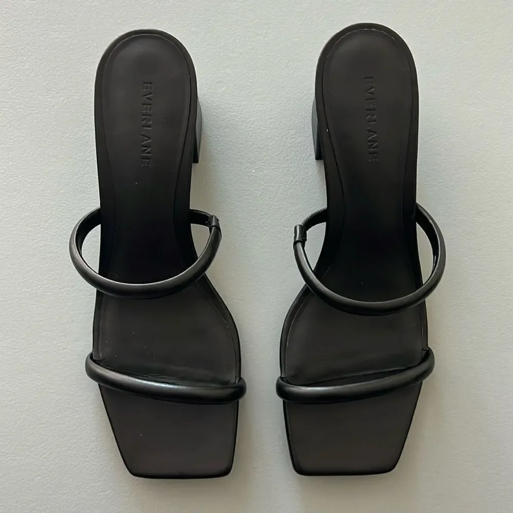 New Everlane The Double Strap Heel in Black Size 9 - Picture 3 of 11